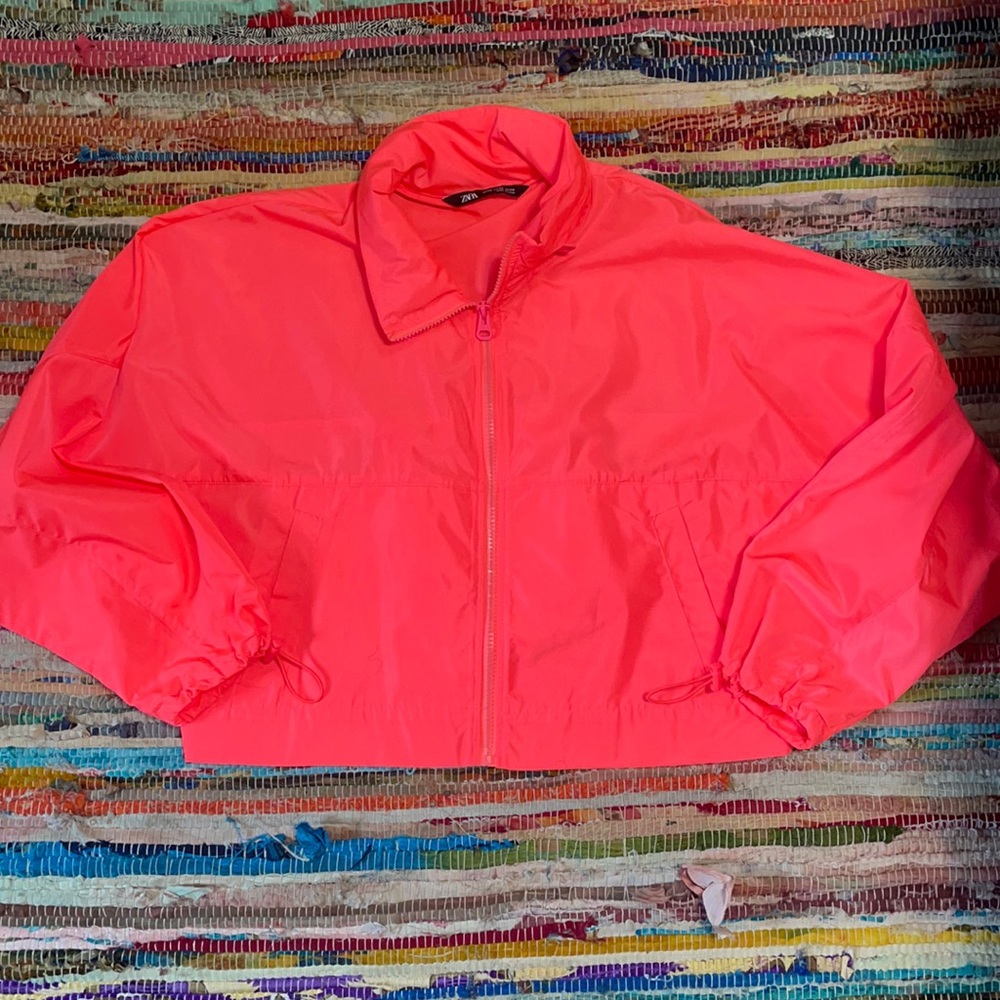 Zara neon pink cropped jacket